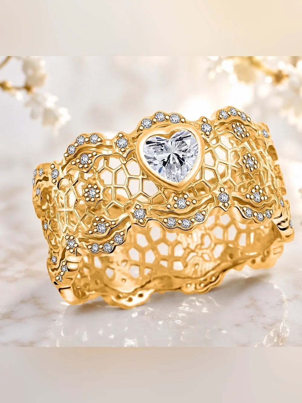 Heart Ring in 14K Yellow Gold Over Sterling size 7